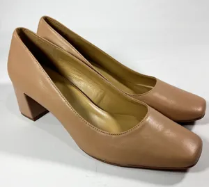 Naturalizer Karina English Tea Leather Square Toe Block Heel Pumps Size‎ 11 Work thumbnail 1