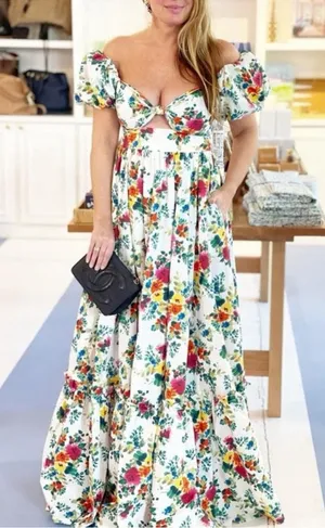 Cara Cara Payton Off-Shoulder Cutout Poplin Maxi Dress thumbnail 1