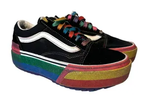 Vans Old Skool Stacked Glitter Rainbow Platform Men's Size 4 Women's Size 5.5 thumbnail 1