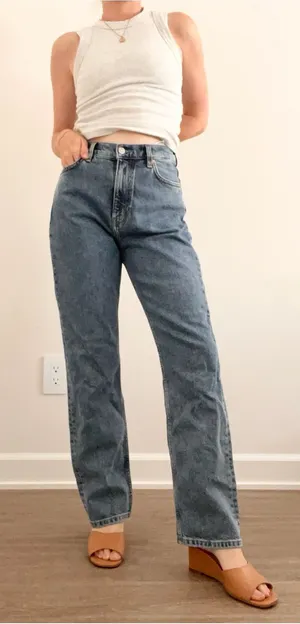 & Other Stories High-Rise Straight-Leg Jeans in Washed Blue thumbnail 1