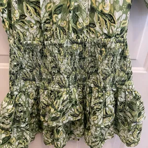 Aerie Smocked Waist Mini‎ Sundress Floral Kelly Green Womens M Boho Festival thumbnail 8