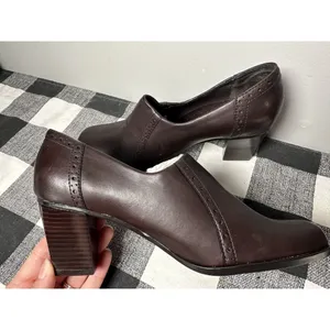 New Liz Baker Shoes Womens 8 M Slip On Pumps‎ Brown Heels Rounded Square Toe thumbnail 8
