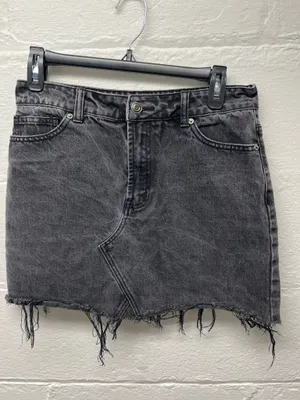 Forever 21 Black Denim Mini Skirt with Raw Hem thumbnail 1
