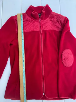 Talbots Red Solid Polar Fleece Zip Up Jacket, Fall Red, Size M thumbnail 5