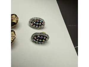 Rhinestone Stud Pierced Earrings Lot Of 2 Large Studs thumbnail 2