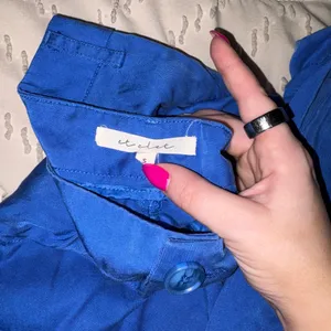 High-Rise Wide Leg Blue Trousers thumbnail 3