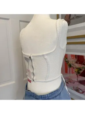NWT Edikted Cream Mesh Corset Tank Top | Zip Back | Size XS thumbnail 3