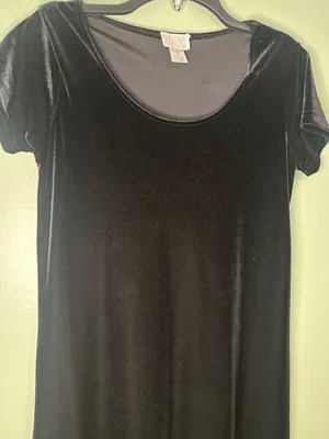 Cassini Black Velvet Maxi Dress Size M Side Slits Witchy Whimsigoth Dark Fairy thumbnail 2