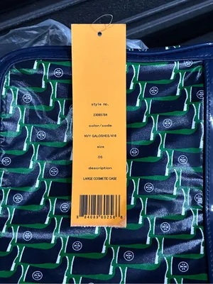 Tory Burch Rain Boot Large Cosmetic Case Bag Navy Galoshes 416 Blue Green NWT thumbnail 13