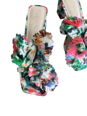 CECELIA NY Multicolor Floral Slide Leather Sandals Size 7.5 thumbnail 8