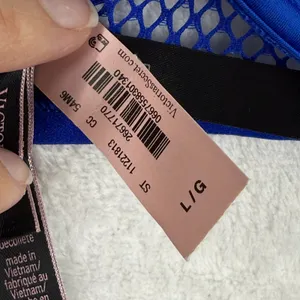 Victoria's Secret Very Sexy Royal Blue Fishnet Mesh Strappy Low‎ Cut Demi Bra L thumbnail 4