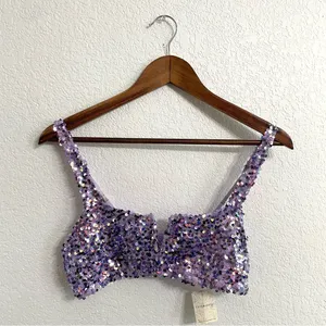 NWT Free People Intimately Womens Sparks Fly Bralette Purple Sequin Size Medium thumbnail 3