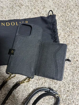 Bandolier Black Pebble Leather Crossbody iPhone 15 Pro Max Case Wallet + Strap thumbnail 3