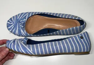 Bayard Blue & White Striped Knotted Slip-on Flats thumbnail 5