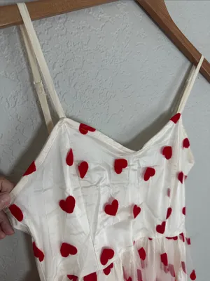 Queen of Hearts White Tulle Dress Red Velvet Heart Tulle Overlay Whimsical thumbnail 5