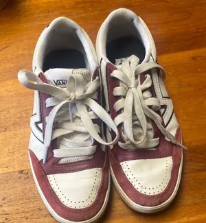 Vans Classic White and Burgundy Sneakers thumbnail 1