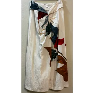VINCE Floral Twist Front Maxi Skirt Abstract White Draped Resort Women’s Small thumbnail 6