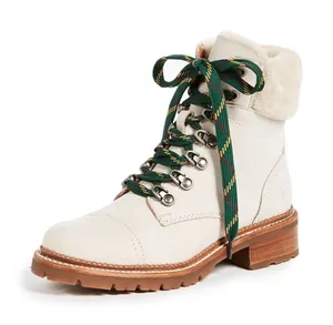 Frye Samantha Shearling Lace Up Hiking Boots Leather Lug Sole Water Resistant thumbnail 1