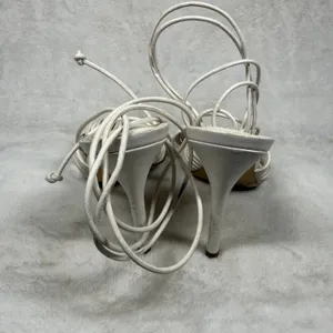 Marc Fisher LTD White‎ Leather Lace Up Strappy Stiletto Heels Knotted Sandals 8 thumbnail 7