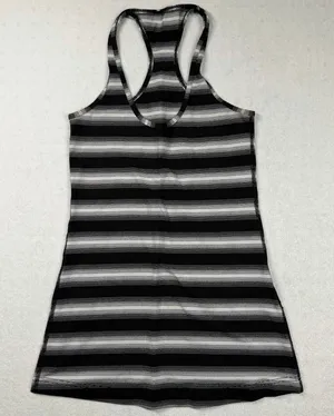 Lululemon Cool Racerback Tank Women’s Size 2 XS Black White Striped Yoga thumbnail 1