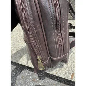 Davis King Vintage Dark Brown Patina Leather Mini Rucksack Flap Zipper Pockets thumbnail 11