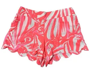 Lilly Pulitzer Women’s Size M Pink Sun Ray Shimmy Dahlia Scalloped Beach Shorts thumbnail 1