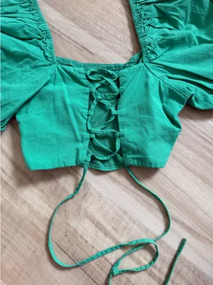 Altar'd State Kelly Green Corset Top thumbnail 2