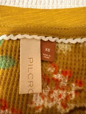 Anthropologie Yellow Floral Waffle Henley Long-Sleeve Top Cottagecore Boho thumbnail 6