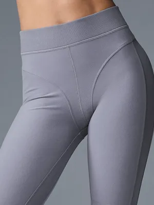 Alo Alosoft High Waist Head Start Leggings Fog Hi-Rise Waisted Ribbed Tights XS thumbnail 4