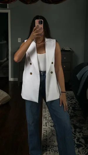 Banana Republic White Sleeveless Blazer Vest thumbnail 1