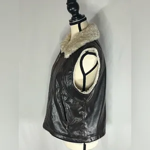 Maurices Medium Y2k Penny Lane Retro Faux Leather Brown Zip Up Vest thumbnail 6