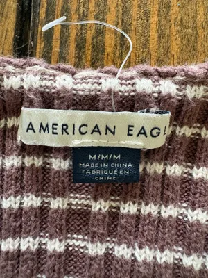 American Eagle Outfitters Brown Striped Crochet Trim Tank thumbnail 5