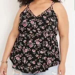 Maurice’s V-Neck Peplum Floral Polyester Spandex Blouse XL NEW #487 thumbnail 1