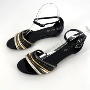 Aldo Gold Silver Metallic Strappy Women’s Flats Sandals‎ Size 7.5 leather thumbnail 2