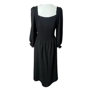 Nanette Lepore Black Smocked Peasant Midi Dress 12 thumbnail 4