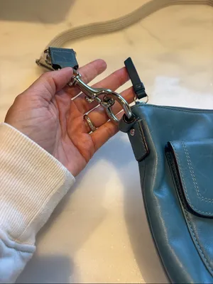 Coach Teal Leather Crossbody with Canvas Strap and Turn-Lock Pocket thumbnail 4