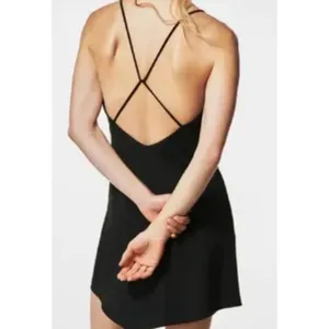 Zara Womens Black Asymmetrical Hem Mini Dress Open Back Strappy XS‎ 2731/242 thumbnail 6