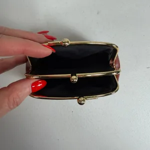 Vintage 70s Coin Purse Kiss Lock Coin Purse Pouch Striped Faux Leather Retro thumbnail 7