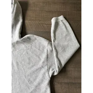 Aerie Women's Gray Ribbed Knit Oversized Cropped‎ Pullover Hoodie Size Large thumbnail 3
