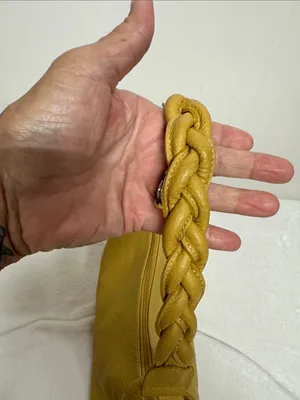 Ombu Leather Mustard Yellow Braided-Handle Shoulder Bag thumbnail 2
