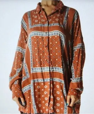 Free People Little Secrets apricot button down boho blouse thumbnail 1