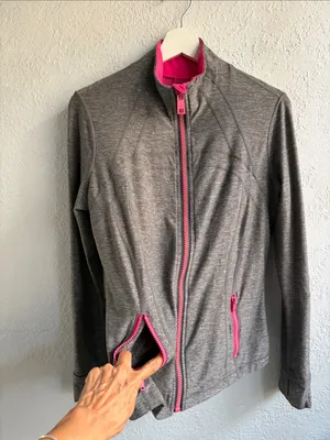 Lululemon Define Gray & Pink Active Zip-Up Jacket thumbnail 3