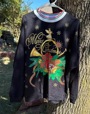 VTG 80 Variety Christmas Sweatshirt Angel Trumpet Holiday Party‎ 24W/44 thumbnail 1