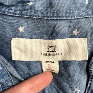 Thread & Supply Blue Star Print Chambray Shirt Dress Celestial Casual Size Small thumbnail 5