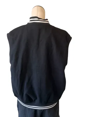 NWT Vans Off The Wall Varsity Letterman Vest Wool Blend Black SZ-M thumbnail 3