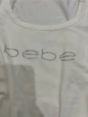 NWT Bebe White Rhinestone Logo Y2K Tank Top Size Medium thumbnail 2