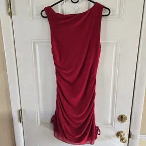 Princess Polly Red Ruched Bodycon Mini Dress Size US 8 Lined Cinch Sides Stretc thumbnail 6