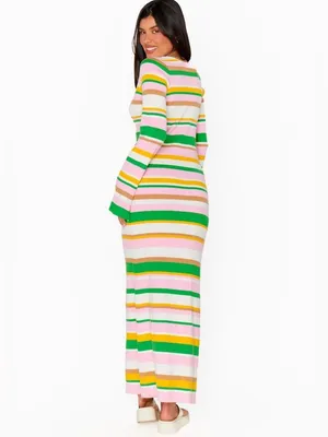 Show Me Your Mumu Vacay Maxi Dress Multi Rib Knit sz L thumbnail 9