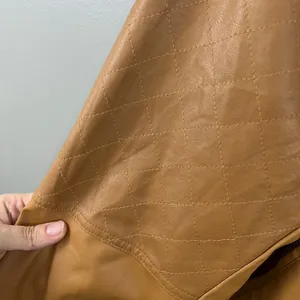 New Look Faux Leather Jacket Womens 2X Tan Great Quilted Biker Moto Peplum thumbnail 3