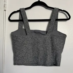 Vuori Elevation Square Neck Cropped Tank Top in Spacedye Heather Grey X-Large thumbnail 3